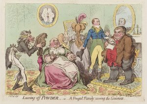 Leaving_off_powder,_-_or_-_a_frugal_family_saving_the_guinea_by_James_Gillray