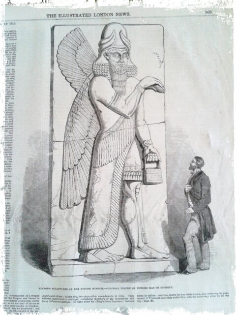 illustration of an Assyrian sculpture from an article in THE ILLUSTRATED LONDON NEWS