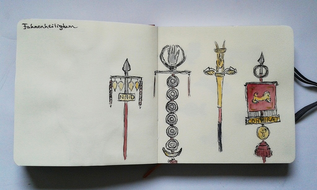 a sketch of Roman military standards