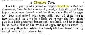 chocolate tart 1787 The Lady's Assistant