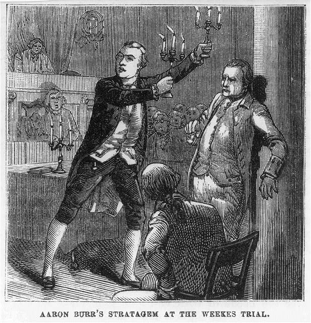Hamilton and Aaron Burr worked together as defense attorneys on the Sands trial. Image via Library of Congress.