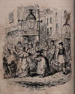 Two_women_are_arguing_in_the_street_watched_by_a_crowd._Etch_Wellcome_V0040755