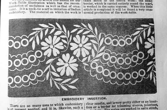 "Neck-tie scarf in imitation of Indian embroidery," from The Englishwoman's Domestic Magazine (1860?)