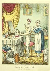 Gilray, 1810. Woman in drawers.