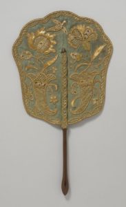 Straw embroidered fan 1740