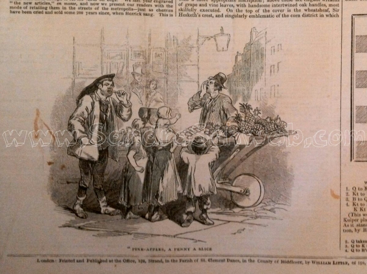an illustration showing a street vendor with his cart, surrounded by customers, including a few children