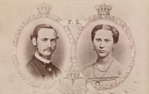 Side-by-side early photo-portraits of Louisa and Frederick in fancy engraved ovals